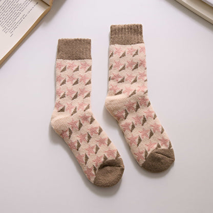 2-Pack Women's Thick Wool Socks for Winter - Cozy Pink Warmth