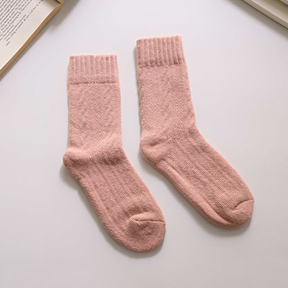 2-Pack Women's Thick Wool Socks for Winter - Cozy Pink Warmth