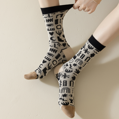 2-Pack Egypt-Inspired Crew Socks – Chic & Comfy Style