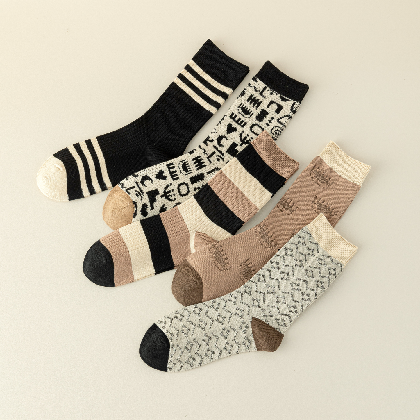 2-Pack Egypt-Inspired Crew Socks – Chic & Comfy Style