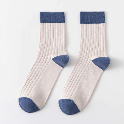 2-Pack Men's Color Block Rib Socks - Men's Pure Cotton Socks