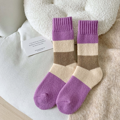 2-Pack Women's Purple Wool Socks for Winter - Thick & Warm