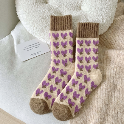 2-Pack Women's Purple Wool Socks for Winter - Thick & Warm