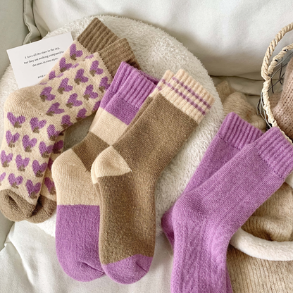 2-Pack Women's Purple Wool Socks for Winter - Thick & Warm