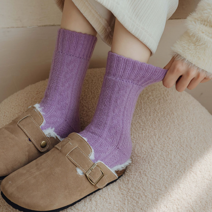 2-Pack Women's Purple Wool Socks for Winter - Thick & Warm