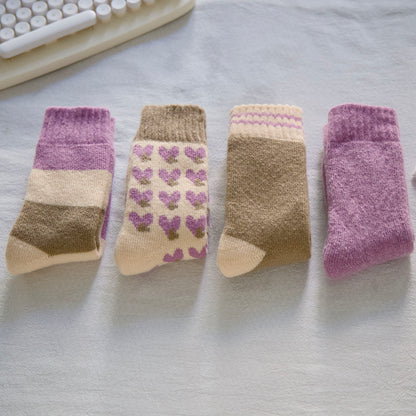 2-Pack Women's Purple Wool Socks for Winter - Thick & Warm