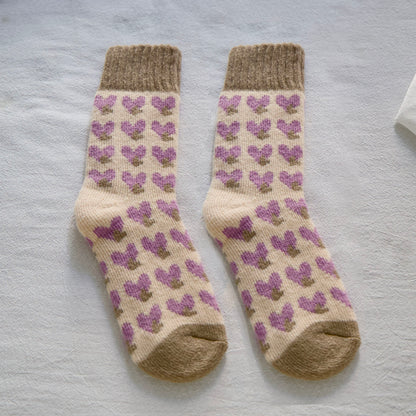 2-Pack Women's Purple Wool Socks for Winter - Thick & Warm