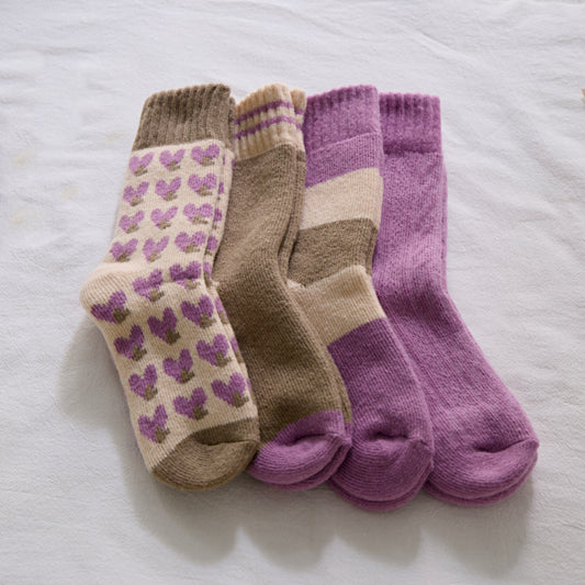 2-Pack Women's Purple Wool Socks for Winter - Thick & Warm