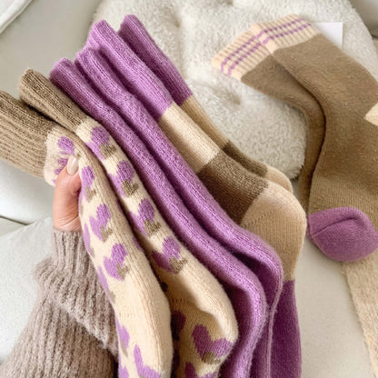 2-Pack Women's Purple Wool Socks for Winter - Thick & Warm