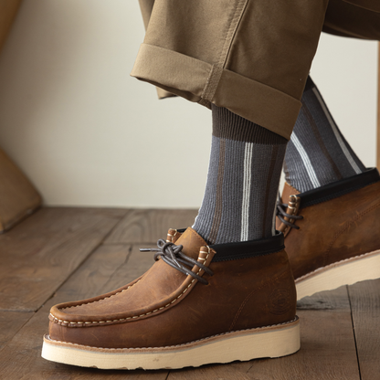 2-Pack Men's Classic Cotton Socks: Retro Elegance for Business Casual Attire