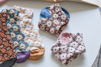 2-Pack Retro Floral Ankle Socks - Knitted Cotton Low Cut Socks