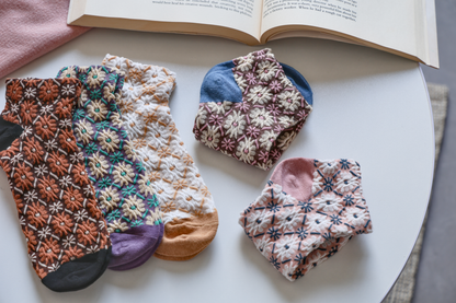 2-Pack Retro Floral Ankle Socks - Knitted Cotton Low Cut Socks