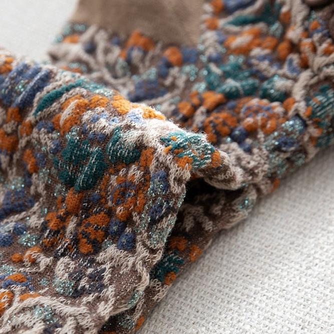 2-Pack Retro Floral Ankle Socks: Vintage Knitted Cotton Low Cut Elegance