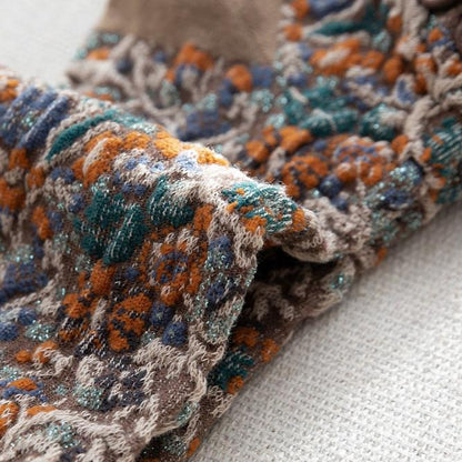 2-Pack Retro Floral Ankle Socks: Vintage Knitted Cotton Low Cut Elegance