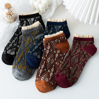 2-Pack Lace Ankle Socks – Retro Knitted Cotton Style
