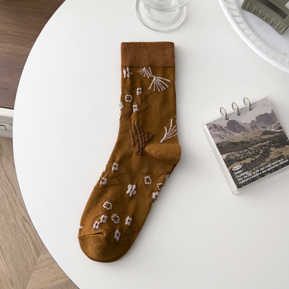 2- Pack Women's Mushroom Retro Socks: Unique British Pattern Design