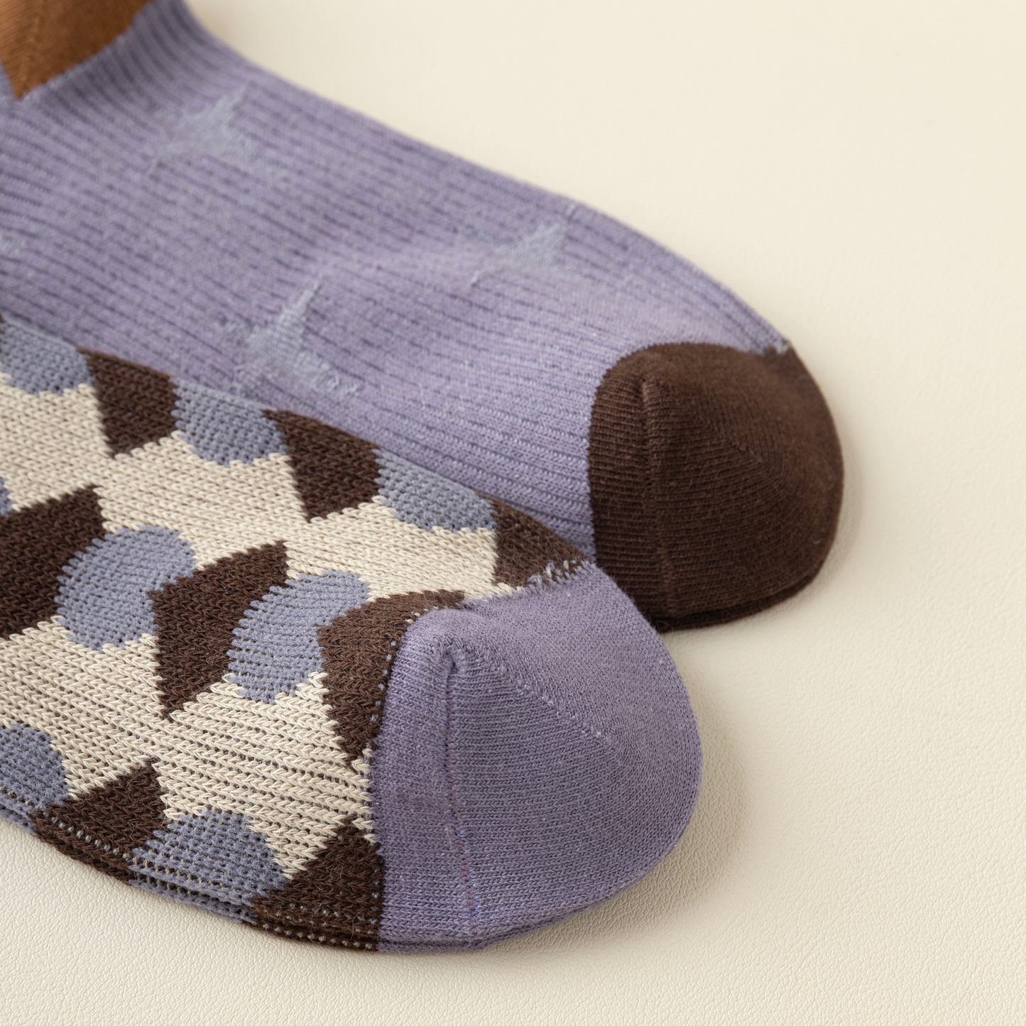 2-Pack Retro Striped Cotton Socks – Purple & Stylish