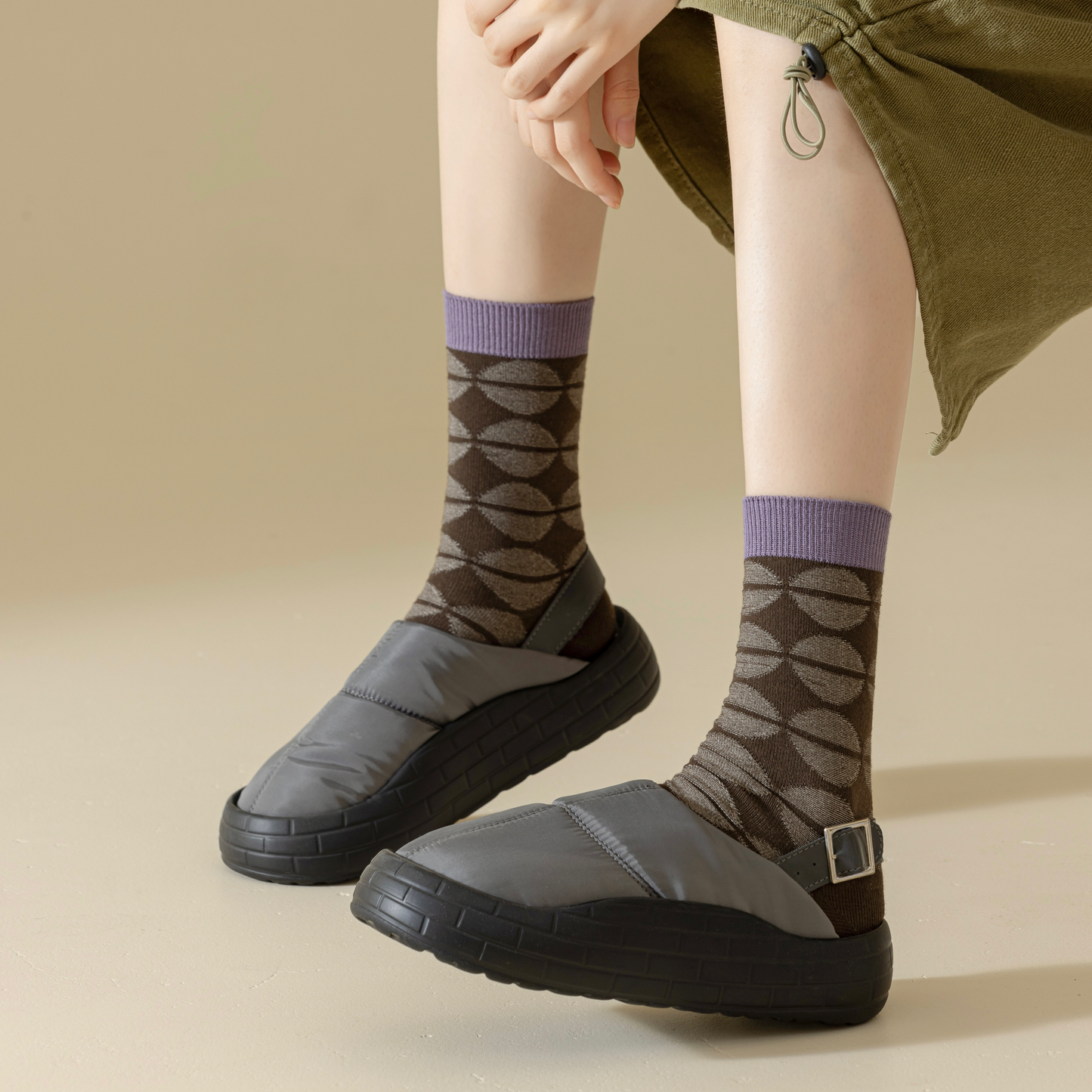 2-Pack Retro Striped Cotton Socks – Purple & Stylish