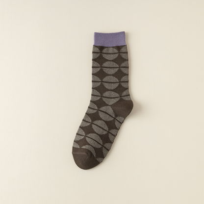 2-Pack Retro Striped Cotton Socks – Purple & Stylish