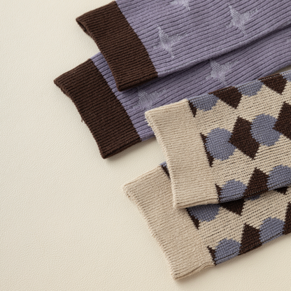 2-Pack Retro Striped Cotton Socks – Purple & Stylish
