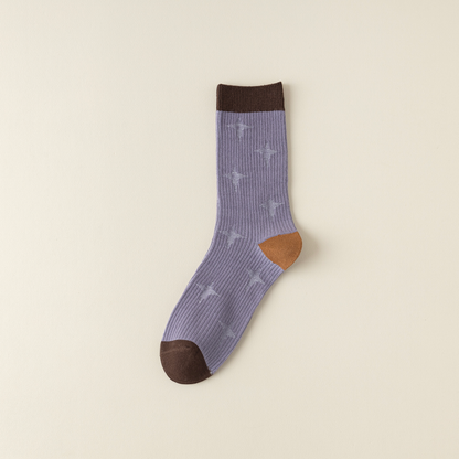 2-Pack Retro Striped Cotton Socks – Purple & Stylish