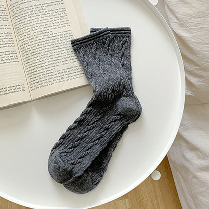 2-Pack Retro Cotton Twist Socks – Solid & Elegant