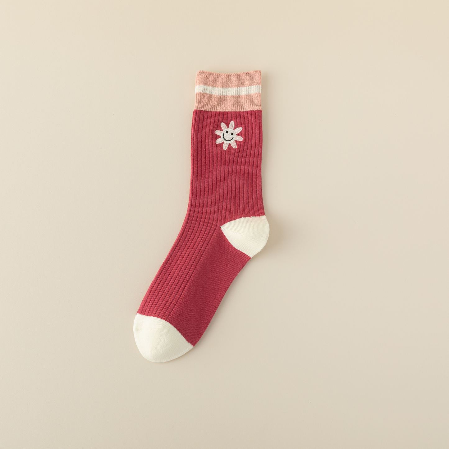 2-Pack Women's Pink Cotton Socks: Breathable Comfort with a Smiley Face Twist
