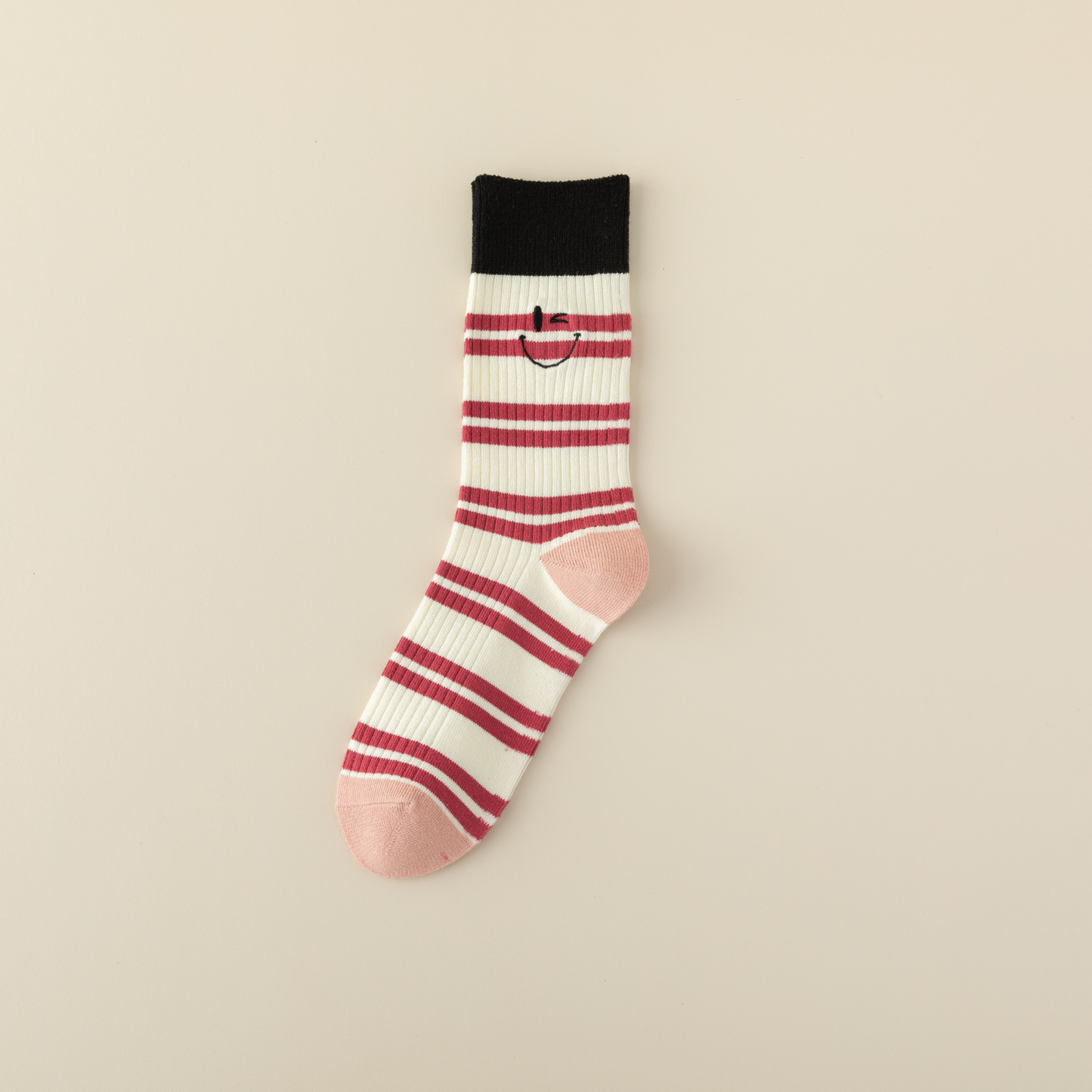 2-Pack Women's Pink Cotton Socks: Breathable Comfort with a Smiley Face Twist