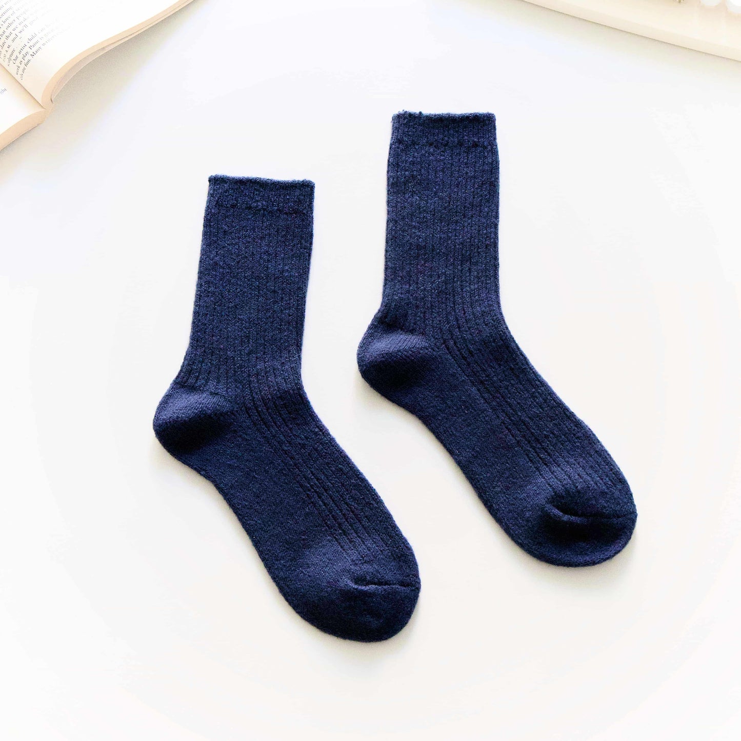 2-Pack Women’s Wool Blend Crew Socks – Blue-Green Soft Terry Knit