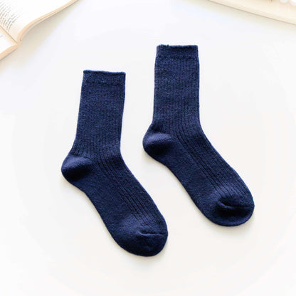 2-Pack Women’s Wool Blend Crew Socks – Blue-Green Soft Terry Knit