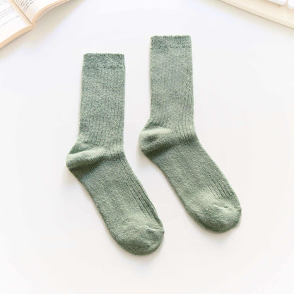 2-Pack Women’s Wool Blend Crew Socks – Blue-Green Soft Terry Knit