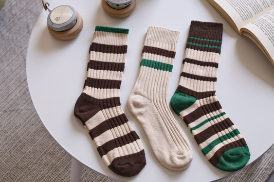 2-Pack Retro Striped Cotton Socks – Vintage Crew Style