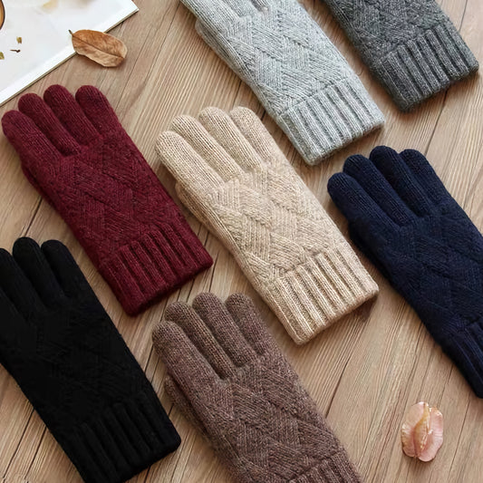 Touchscreen Friendly Double-Layered Wool Winter Gloves for Women