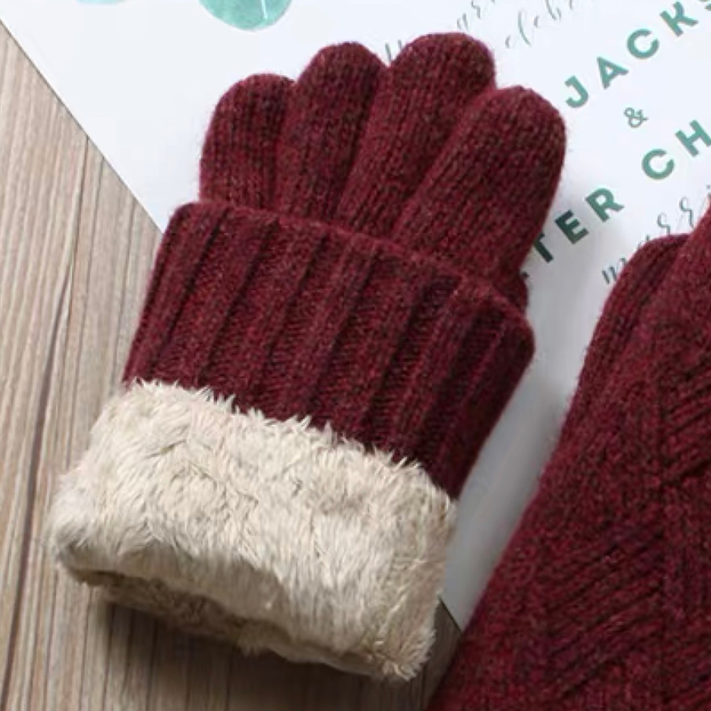 Touchscreen Friendly Double-Layered Wool Winter Gloves for Women