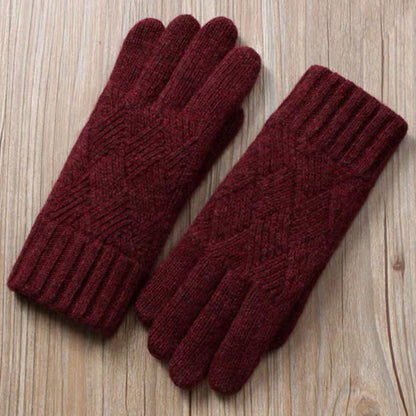 Touchscreen Friendly Double-Layered Wool Winter Gloves for Women