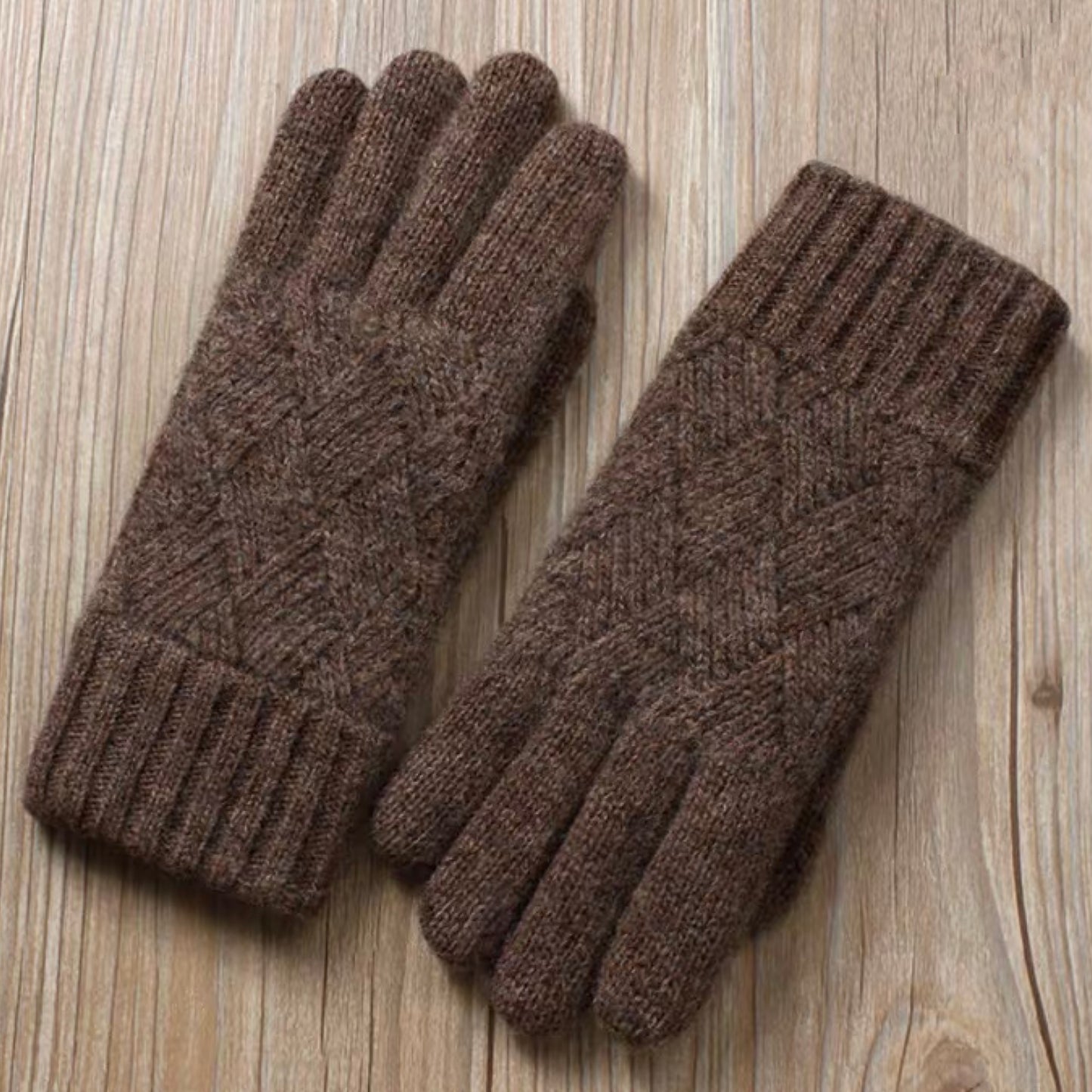 Touchscreen Friendly Double-Layered Wool Winter Gloves for Women