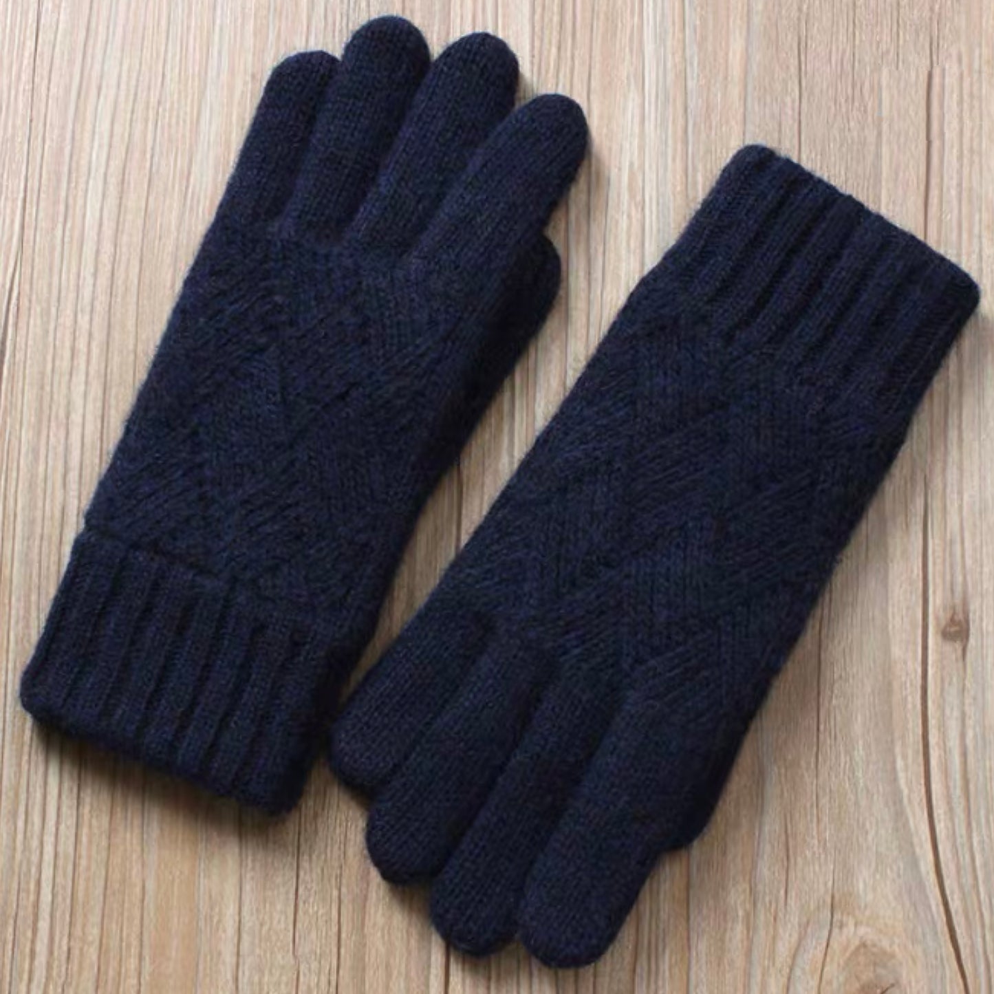 Touchscreen Friendly Double-Layered Wool Winter Gloves for Women