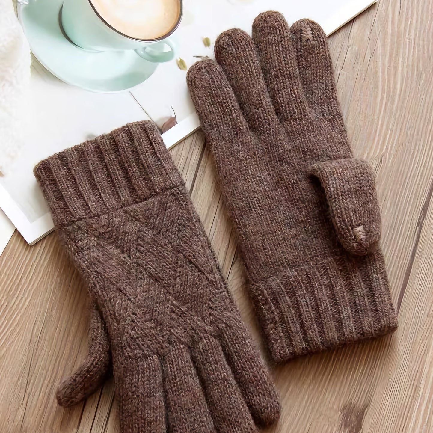 Touchscreen Friendly Double-Layered Wool Winter Gloves for Women