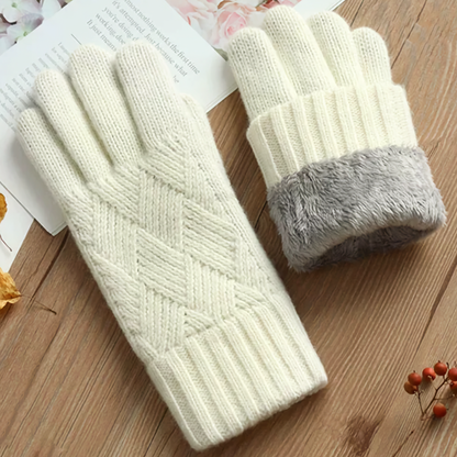 Touchscreen Friendly Double-Layered Wool Winter Gloves for Women