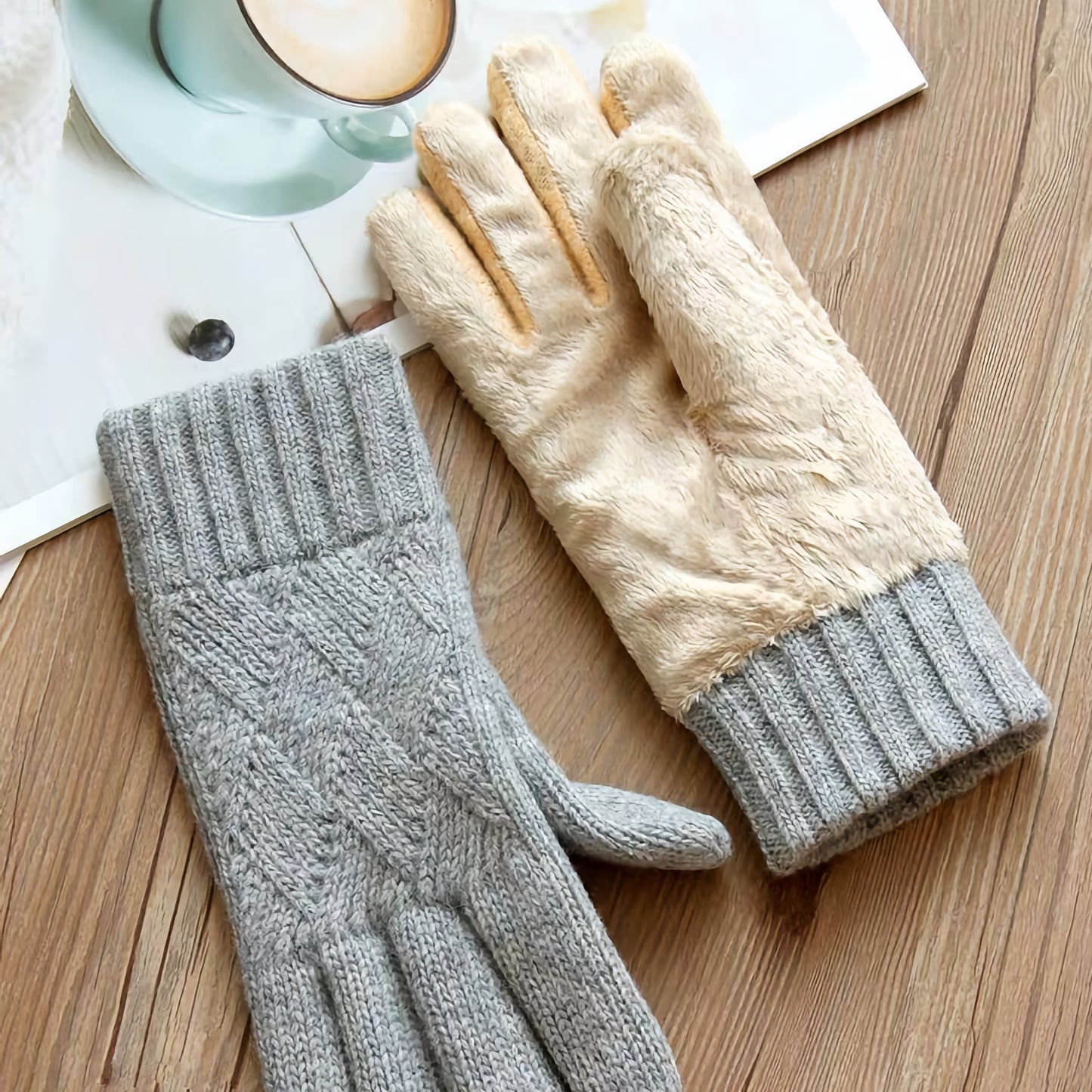 Touchscreen Friendly Double-Layered Wool Winter Gloves for Women