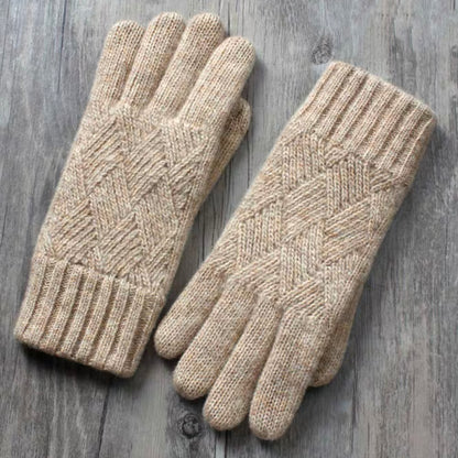 Touchscreen Friendly Double-Layered Wool Winter Gloves for Women