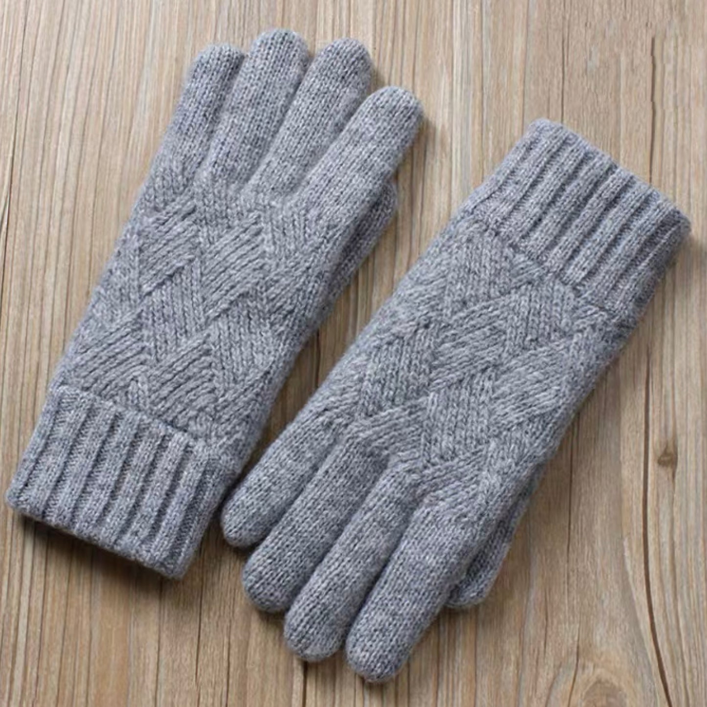 Touchscreen Friendly Double-Layered Wool Winter Gloves for Women