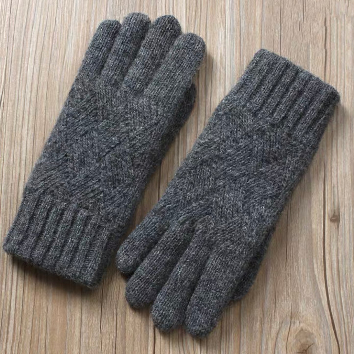Touchscreen Friendly Double-Layered Wool Winter Gloves for Women