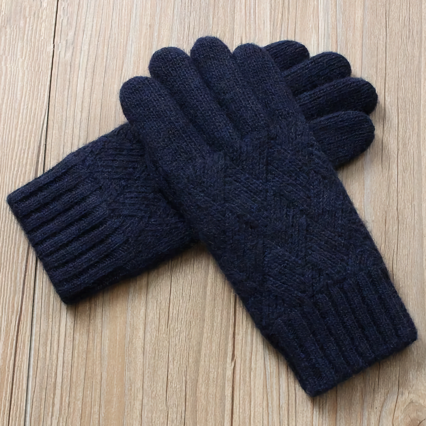 Double-Layered Wool Gloves for Men - Touchscreen Friendly