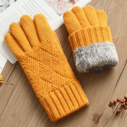 Touchscreen Friendly Double-Layered Wool Winter Gloves for Women