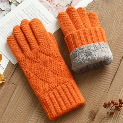 Touchscreen Friendly Double-Layered Wool Winter Gloves for Women