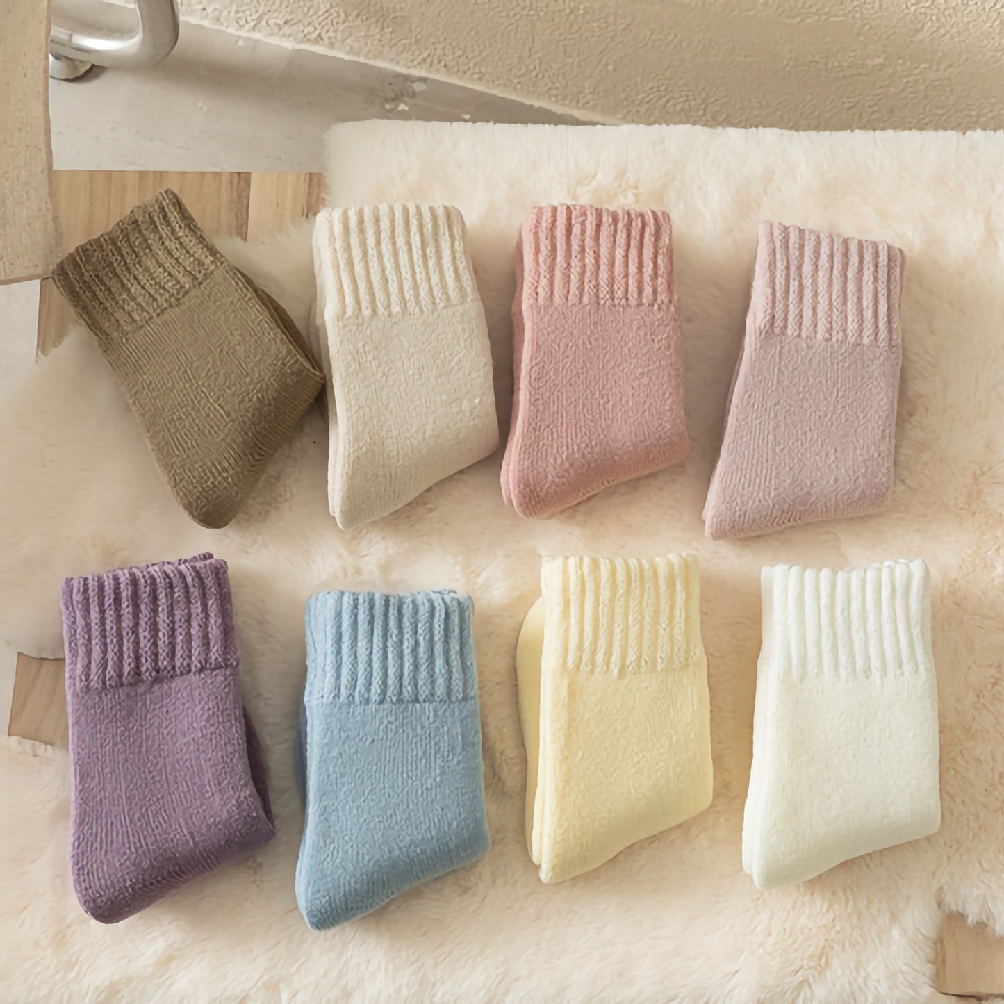 2-Pack Kids' Warm Wool Socks - Thick Fleece-Lined, Solid Colors