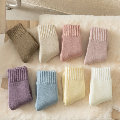 2-Pack Kids' Warm Wool Socks - Thick Fleece-Lined, Solid Colors