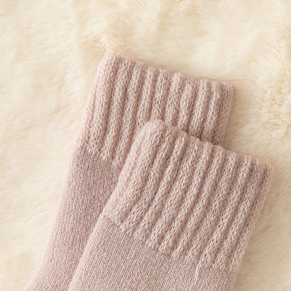2-Pack Kids' Warm Wool Socks - Thick Fleece-Lined, Solid Colors