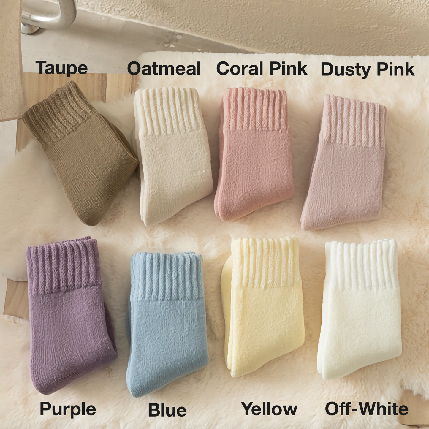 2-Pack Kids' Warm Wool Socks - Thick Fleece-Lined, Solid Colors